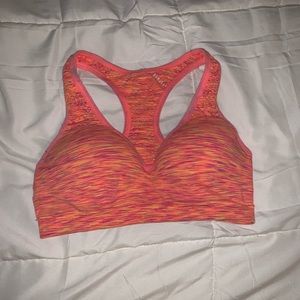 Orange v neck push up sports bra PINK
